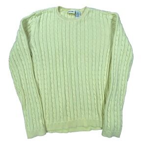 Vintage‎ Cherokee Sweater Cable Knit Medium 100% Cotton Yellow 90s Y2K Retro UK